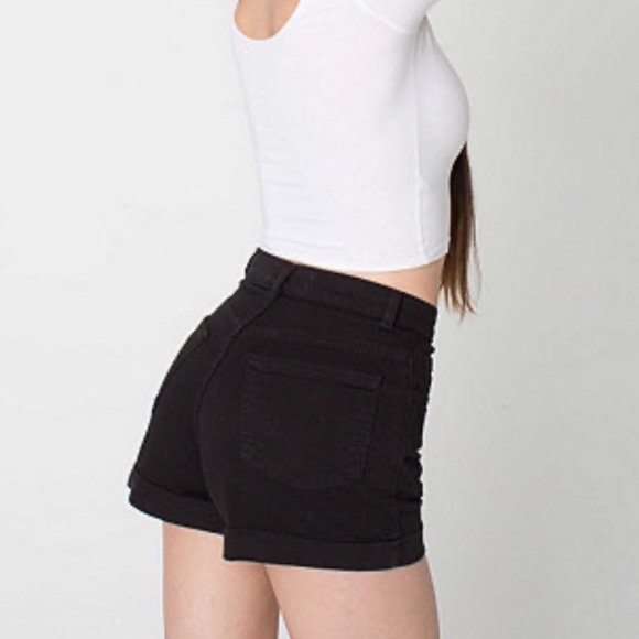 American Apparel The High Waisted Cuff Short Black 27 - Picture 3 of 16